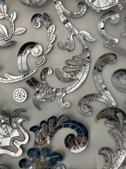 Amalia col.201 silver/white | Tessuti decorative | Jakob Schlaepfer