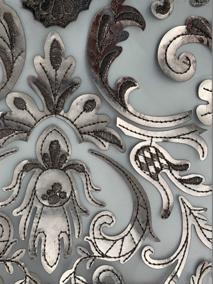 Amalia col.301 silver antique/white | Tissus de décoration | Jakob Schlaepfer