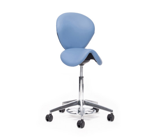 sella | Saddle chair with backrest and foot release | Taburetes de oficina | lento