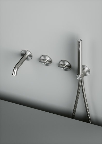 Valvola01 | Set of 2 hydroprogressive mixers for bathtub with spout and hand shower | Bath taps | Quadrodesign