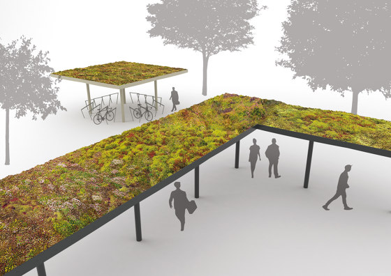 pin green | Shelter with vegetative roof | Bus stop shelters | mmcité