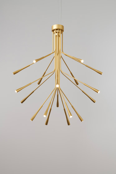 Lightweight Chandelier bead-blasted gold | Lámparas de araña | Tom Kirk Lighting