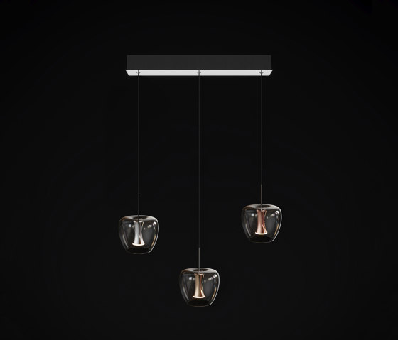 Apple Mood Small Suspension Canopy 3 Set, Chrome | Suspended lights | Quasar