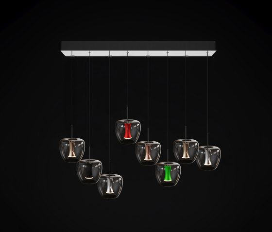 Apple Mood Small Suspension Canopy 2x4 Set, Chrome | Lámparas de suspensión | Quasar