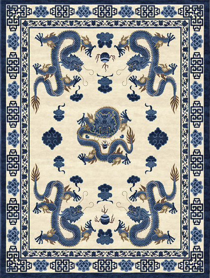 Chinoiserie | Temple Ceremony Chinese Blue | Formatteppiche | Tapis Rouge