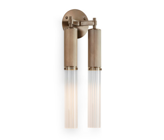 Flume | Double Wall Light - Antique Brass | Wall lights | J. Adams & Co