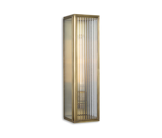 Lantern | Ash Wall Light - Large - Antique Brass & Clear Reeded Glass | Wandleuchten | J. Adams & Co
