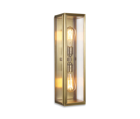 Lantern | Ash Wall Light - Large Twin Lamp - Antique Brass & Clear Glass | Wandleuchten | J. Adams & Co