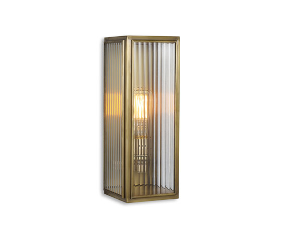 Lantern | Ash Wall Light - Medium - Antique Brass & Clear Reeded Glass | Wandleuchten | J. Adams & Co
