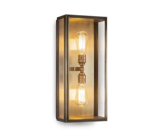 Lantern | Birch Wall Light - Large Twin Lamp - Antique Brass & Clear Glass | Wandleuchten | J. Adams & Co
