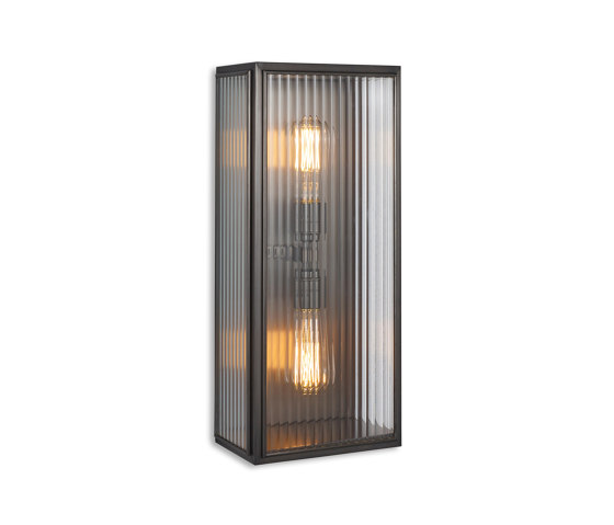 Lantern | Birch Wall Light - Large Twin Lamp - Bronze & Clear Reeded Glass | Wall lights | J. Adams & Co