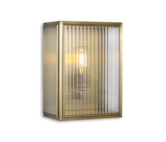 Lantern | Birch Wall Light - Small - Antique Brass & Clear Reeded Glass | Appliques murales | J. Adams & Co