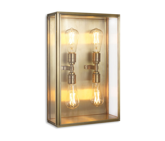 Lantern | Cedar Wall Light - Large Quad Lamp - Antique Brass & Clear Glass | Wandleuchten | J. Adams & Co