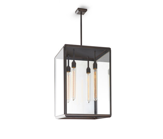 Lantern | Hazel Pendant Outdoor - Large - Bronze & Clear Glass | Suspensions | J. Adams & Co