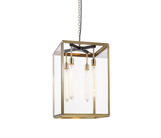 Lantern | Hazel Pendant Indoor - Large - Antique Brass & Clear Glass | Suspended lights | J. Adams & Co