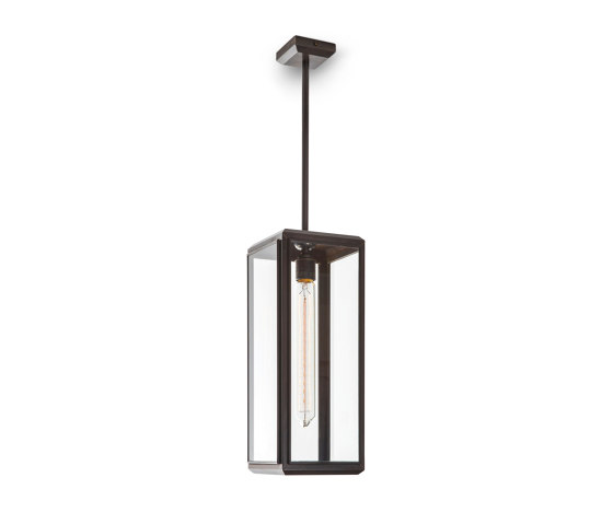 Lantern | Lilac Pendant 1 - Tall - Bronze & Clear Glass | Suspensions | J. Adams & Co