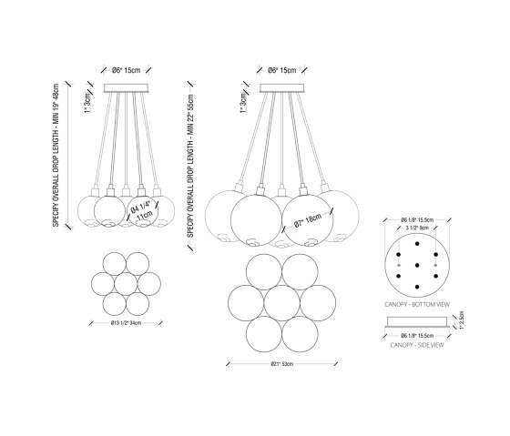 Drape Cluster 7 Pendant (7 In Glass) | Suspended lights | SkLO