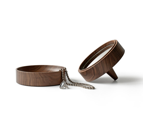 Tani Bowl & Mirror Set walnut wood | Storage boxes | Caussa