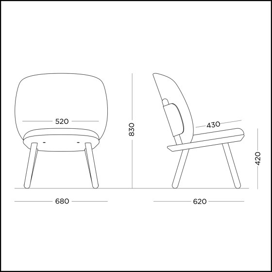 Naïve Low chair, blue, velour | Poltrone | EMKO PLACE
