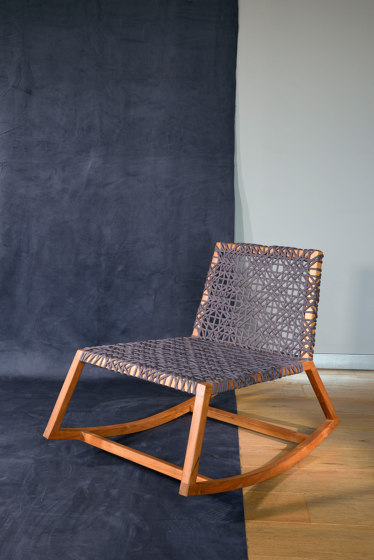 Venus Rocking Chair with rope - teak | Fauteuils | MARY&