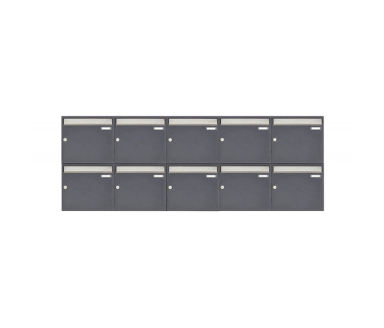Basic | 10er 2x5 Aufputz Briefkastenanlage Design BASIC 382 AP - Edelstahl-RAL 7016 anthrazitgrau 100mm Tiefe | Boîtes aux lettres | Briefkasten Manufaktur