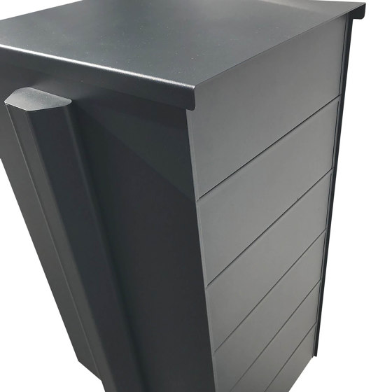 Basic | 10er Standbriefkasten Design BASIC 385P ST-T mit Klingelkasten - Edelstahl-RAL 7016 anthrazit Rechts | Mailboxes | Briefkasten Manufaktur
