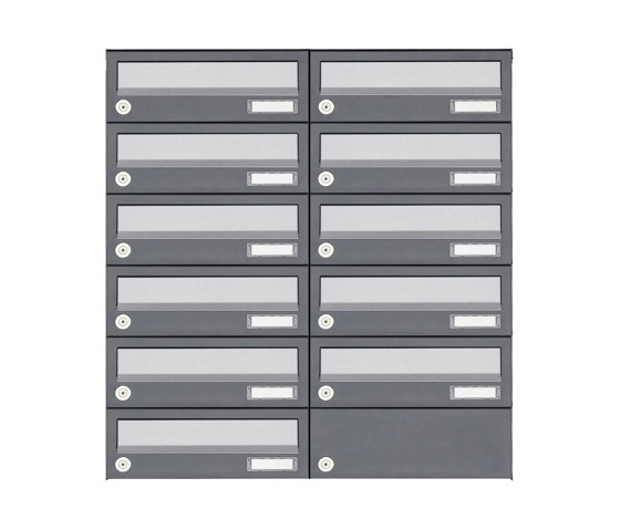 Basic | 11er 6x2 Aufputz Briefkastenanlage Design BASIC 385A AP - Edelstahl-RAL 7016 anthrazit | Mailboxes | Briefkasten Manufaktur