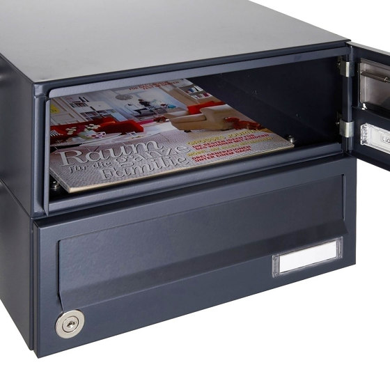 Basic | 11er Edelstahl Briefkastenanlage freistehend Design BASIC Plus 385XP ST-T - RAL nach Wahl | Mailboxes | Briefkasten Manufaktur