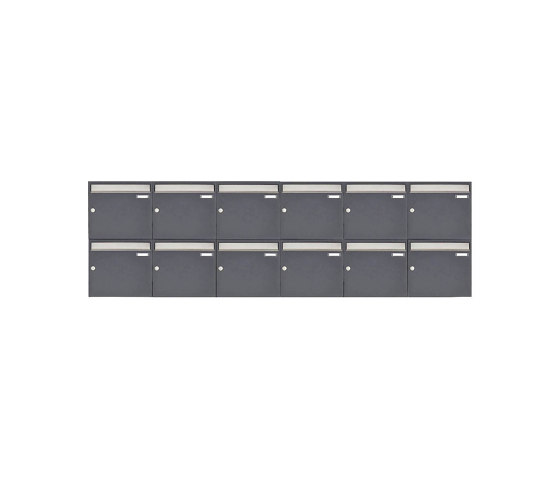 Basic | 12er 2x6 Aufputz Briefkastenanlage Design BASIC 382 AP - Edelstahl-RAL 7016 anthrazitgrau 100mm Tiefe | Mailboxes | Briefkasten Manufaktur
