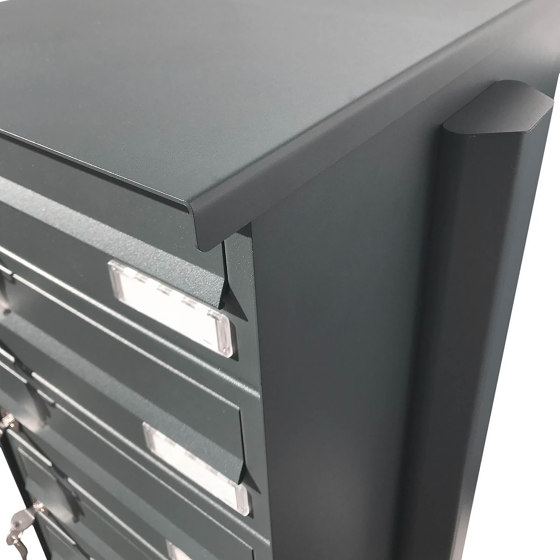 Basic | 12er 4x3 Edelstahl Briefkastenanlage freistehend Design BASIC Plus 385XP ST-T - RAL nach Wahl | Mailboxes | Briefkasten Manufaktur