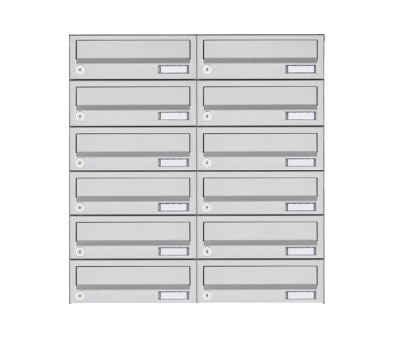 Basic | 12er 6x2 Aufputz Briefkastenanlage Design BASIC 385A AP - Edelstahl V2A, geschliffen | Buzones | Briefkasten Manufaktur