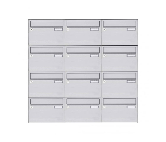 Basic | 12er Edelstahl Aufputz Briefkastenanlage Design BASIC 385 A 220 - Edelstahl V2A geschliffen | Boîtes aux lettres | Briefkasten Manufaktur