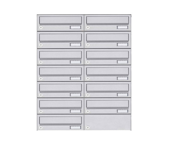 Basic | 13er 7x2 Aufputz Briefkastenanlage Design BASIC 385A AP - Edelstahl V2A, geschliffen | Buchette lettere | Briefkasten Manufaktur