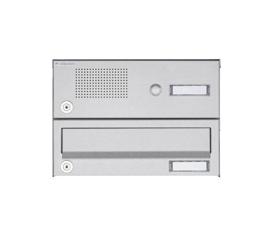 Basic | 1er Aufputz Briefkastenanlage Design BASIC 385A AP mit Klingelkasten - Edelstahl V2A, geschliffen | Mailboxes | Briefkasten Manufaktur