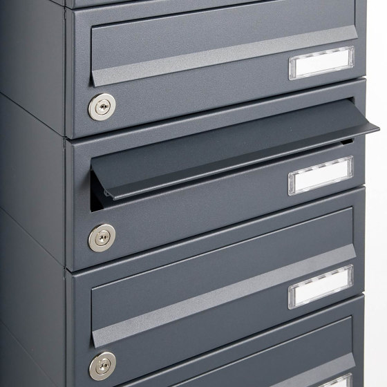 Basic | 1er Aufputz Briefkastenanlage Design BASIC 385A AP mit Klingelkasten - RAL 7016 anthrazitgrau | Mailboxes | Briefkasten Manufaktur