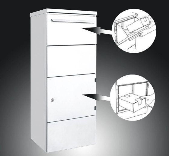 Basic | 1er Paketbriefkasten freistehend BASIC 862BR STEL pulverbeschichtet mit Schleusensystem | Buchette lettere | Briefkasten Manufaktur