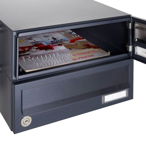 Basic | 20er Edelstahl Briefkastenanlage freistehend Design BASIC Plus 385XP ST-T - RAL nach Wahl | Mailboxes | Briefkasten Manufaktur