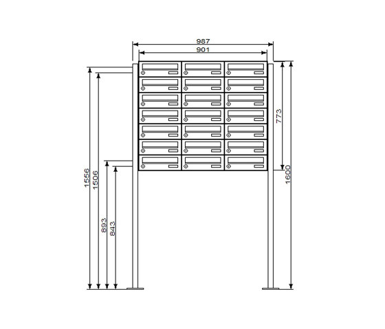 Basic | 21er Briefkastenanlage freistehend Design BASIC 385P-7016 ST-T - RAL 7016 anthrazitgrau | Buzones | Briefkasten Manufaktur