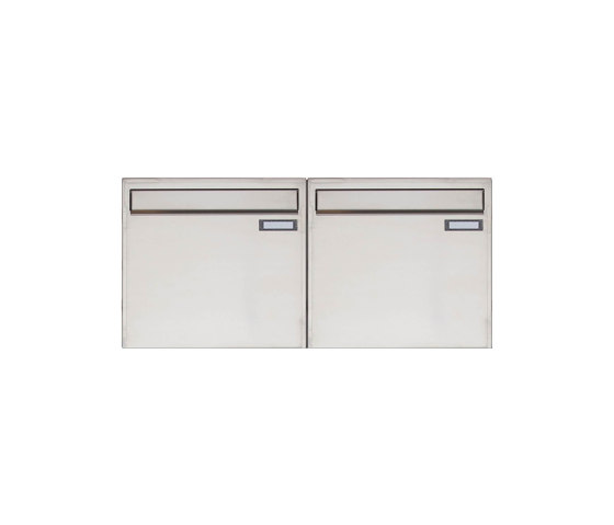 Basic | 2er 1x2 Edelstahl Zaunbriefkasten Design BASIC 382Z - Entnahme rückseitig | Buchette lettere | Briefkasten Manufaktur