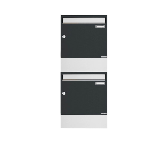 Basic | 2er 2x1 Aufputz Briefkasten BASIC 382A AP mit Zeitungsfach - Edelstahl-RAL 7016 anthrazitgrau | Buchette lettere | Briefkasten Manufaktur