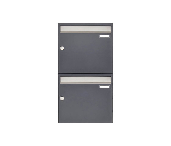 Basic | 2er 2x1 Aufputz Briefkastenanlage Design BASIC 382 AP - Edelstahl-RAL 7016 anthrazitgrau 100mm Tiefe | Mailboxes | Briefkasten Manufaktur