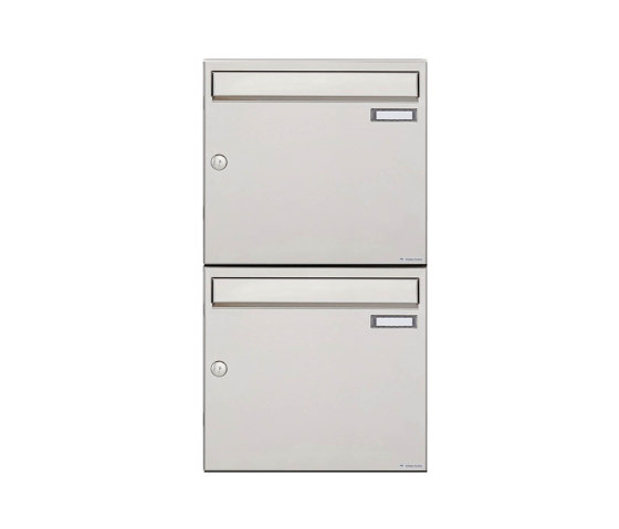 Basic | 2er 2x1 Edelstahl Aufputz Briefkastenanlage Design BASIC 382A-AP Edelstahl V2A, geschliffen 100mm Tiefe | Mailboxes | Briefkasten Manufaktur