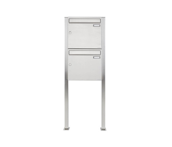 Basic | 2er 2x1 Edelstahl Standbriefkasten Design BASIC 384 ST-Q 100mm Tiefe | Mailboxes | Briefkasten Manufaktur