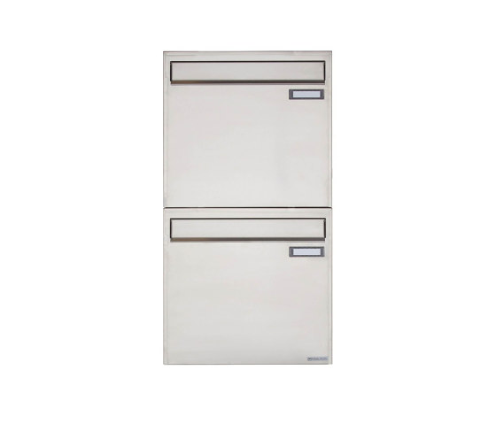 Basic | 2er 2x1 Edelstahl Zaunbriefkasten Design BASIC 382Z - Entnahme rückseitig | Mailboxes | Briefkasten Manufaktur