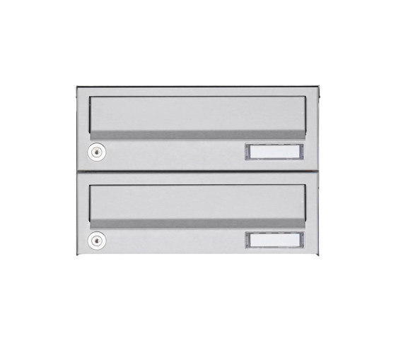 Basic | 2er Aufputz Briefkastenanlage Design BASIC 385A AP - Edelstahl V2A, geschliffen | Buchette lettere | Briefkasten Manufaktur