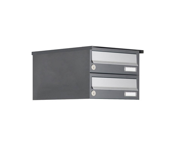 Basic | 2er Aufputz Briefkastenanlage Design BASIC 385A AP - Edelstahl-RAL 7016 anthrazitgrau | Mailboxes | Briefkasten Manufaktur