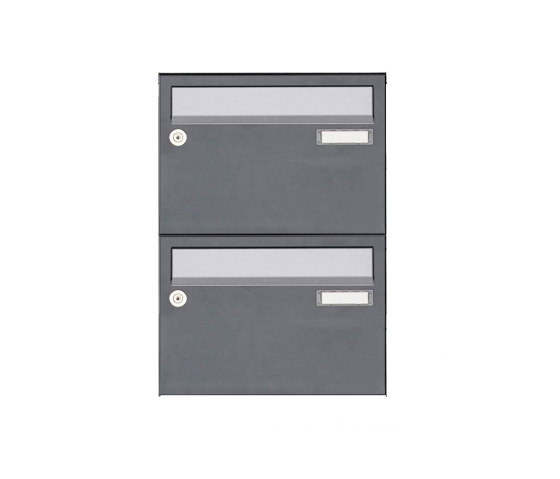 Basic | 2er Aufputz Briefkastenanlage Design BASIC Plus 385 XA 220 - Edelstahl - RAL nach Wahl | Mailboxes | Briefkasten Manufaktur