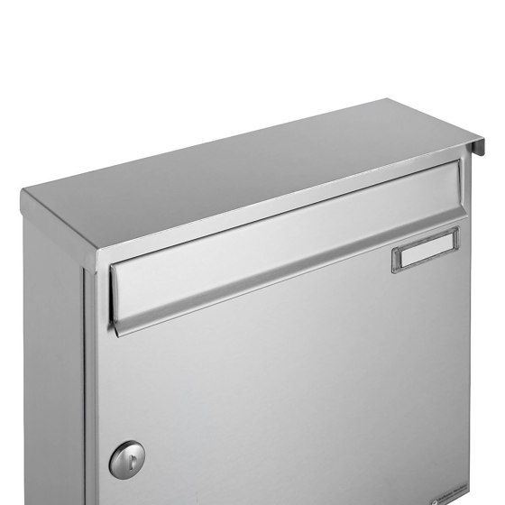 Basic | 2er Edelstahl Aufputz Briefkasten Design BASIC 382A AP mit Klingelkasten Oben 100mm Tiefe | Mailboxes | Briefkasten Manufaktur