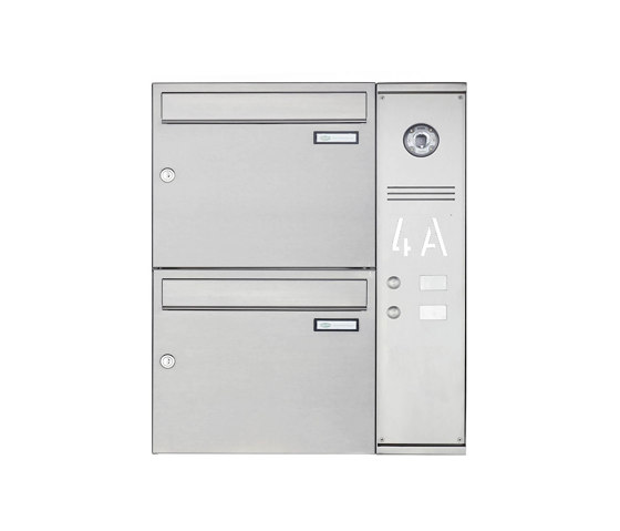 Basic | 2er Edelstahl Aufputz Briefkasten Design BASIC Plus 592C AP mit Klingelkasten - INDIVIDUELL Rechts | Mailboxes | Briefkasten Manufaktur