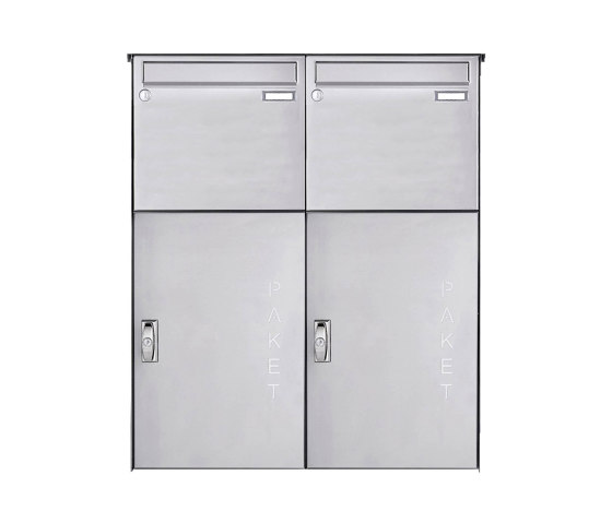 Basic | 2er Edelstahl Aufputz Großraumbriefkasten BASIC 863 AP mit Paketfach 550x370 | Mailboxes | Briefkasten Manufaktur